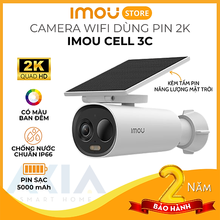 Camera dùng pin ngoài trời Imou Cell 3C - Độ phân giải 2K 3MP, Kèm tấm pin năng lượng mặt trời, Chống nước IP66 - HÀNG CHÍNH HÃNG