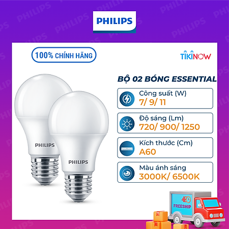 Bóng đèn PHILIPS LED BULB đôi A60 - Công suất (7W, 9W, 11W)