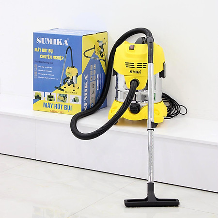 Máy hút bụi công nghiệp dạng nhỏ Sumika K20, Màu Vàng, 20L, 1600W, Có thể hút nước, Motor Ametek của Mỹ, Tầng lọc HEPA, Dây điện dài 10m, Thùng chứa Thép không gỉ - Hàng Chính Hãng