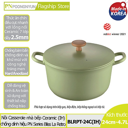 Nồi casserole Ceramic hiệu PN BLRPT-24C(IH) - Hàng chính hãng