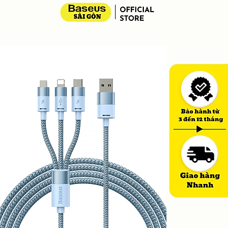 Cáp sạc đa năng Baseus StarSpeed Fast Charging Data Cable 1 for 3 USB to M+L+C 3.5A CAXS - hàng chính hãng