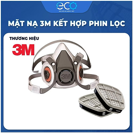 Bộ mặt nạ 3M lọc hơi hữu cơ 6100/ 6200 với phin lọc 6001, lọc hơi hữu cơ bằng than hoạt tính