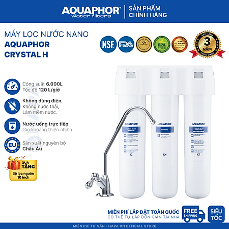 Máy Lọc Nước AQUAPHOR CRYSTAL H Chuẩn Nước Khoáng Uống Trực Tiếp, Công Nghệ NANO Aqualen, Không Dùng Điện - Nhập Khẩu Châu Âu , Hàng Chính Hãng