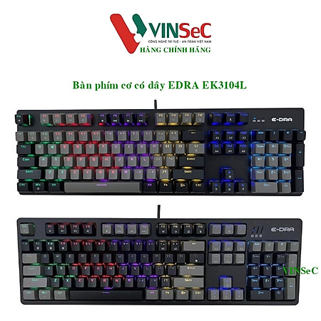 Bàn phím cơ chơi game có dây E-DRA EK3104L - Led Rainbow - E-Dra Switch - Kết nối USB - Hàng chính hãng
