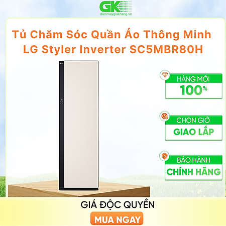 Tủ chăm sóc quần áo thông minh LG Styler Inverter 5 móc SC5MBR80H - HÀNG CHÍNH HÃNG - CHỈ GIAO HCM
