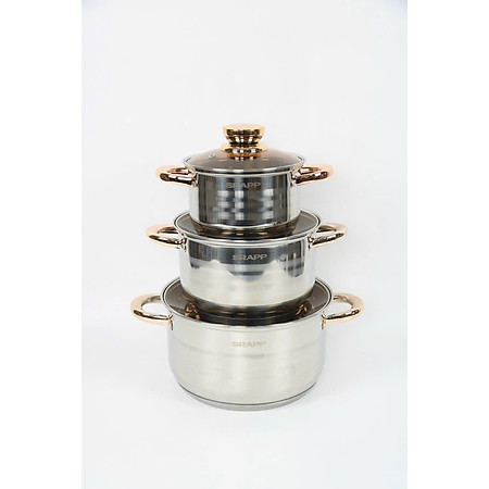 Bộ 3 nồi inox SHARP 5 đáy Cao cấp