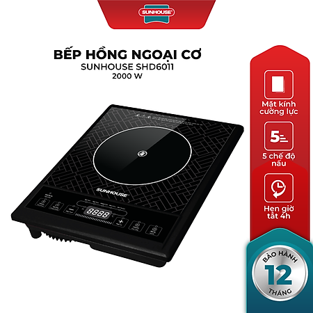 Bếp Hồng Ngoại Sunhouse SHD6011 (2000W) - Đen- hàng chính hãng
