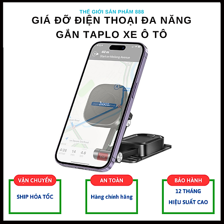 Giá đỡ điện thoại nam châm đa năng cao cấp H4 gắn taplo ô tô - Hàng chính hãng
