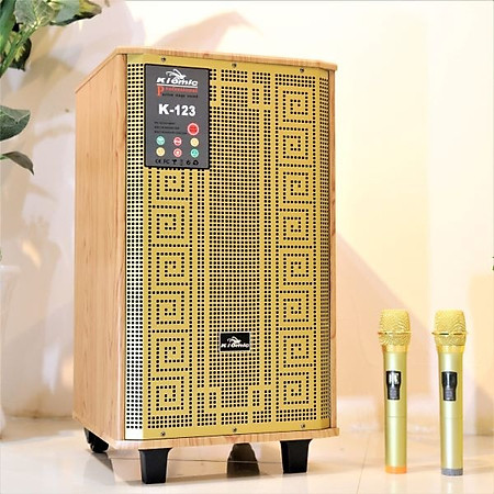 Loa kéo di động 3 tấc Kiomic K123 - Loa kéo hát karaoke - Đầy đủ cổng kết nối -  Tặng kèm 2 micro UHF - Công suất cao lên đến 300W - Chất lượng âm thanh cực chuẩn - Hàng nhập khẩu