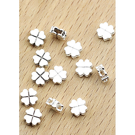 Combo 4 charm bạc cỏ 4 lá xỏ ngang - Ngọc Quý Gemstones