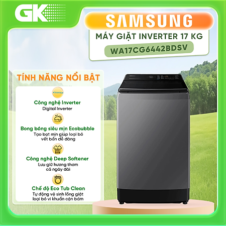 Máy giặt cửa trên Ecobubble SAMSUNG WA17CG6442BDSV với Động cơ Digital Inverter, 17 kg - Hàng chính hãng