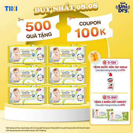 Combo 6 Khăn Ướt Unifresh Vitamin E 80M (80 Miếng)