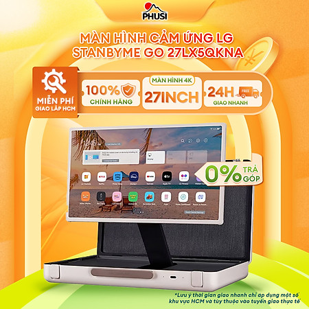 Tivi xách tay LG StanbyME Go 27LX5QKNA 27 inch không dây, tích hợp pin 3h , Hàng chính hãng