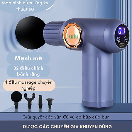 Máy massage thông minh cầm tay cao cấp 4 đầu, quy định tốc độ rung 6 giai đoạn, hỗ trợ massage chuyên sâu, giảm đau cơ, cứng khớp - Hàng chính hãng