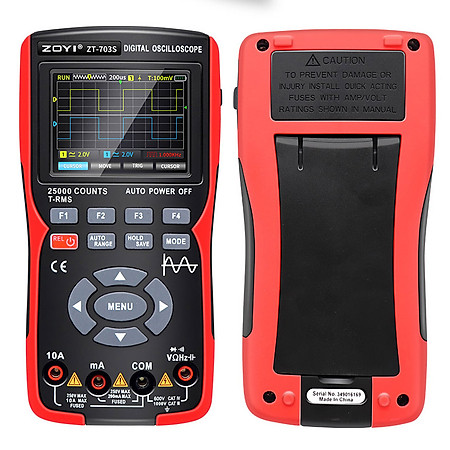 Đồng hồ đo điện vạn năng kỹ thuật số Zoyi ZT-703S 3 trong 1, tích hợp đo sóng hai kênh 50 mhz, lưu trữ dữ liệu dạng sóng, máy phát tín hiệu dao động kép, băng thông 280ms, tốc độ pc - Hàng Chính Hãng