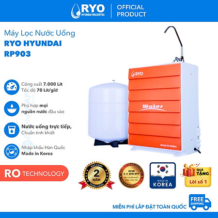 Máy Lọc Nước RYO Hyundai RP903 Chuẩn Nước Uống Trực Tiếp, Công Nghệ RO 5 Cấp Lọc - Hàng Chính Hãng, Nhập Khẩu Hàn Quốc