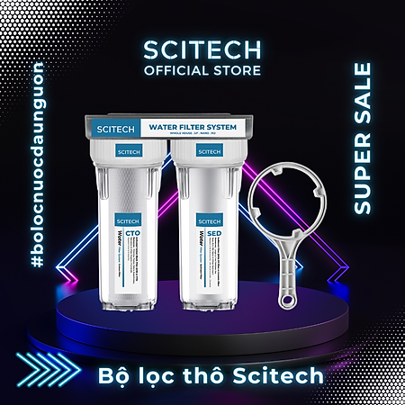 Bộ lọc nước sinh hoạt, bộ đôi lọc thô 10 inch Scitech (2 cấp lọc) - Hàng chính hãng