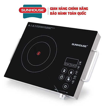 Bếp hồng ngoại cảm ứng Sunhouse SHD6017, Công suất 2000W, Tặng kèm vỉ nướng, Hàng chính hãng - Bảo hành 12 tháng
