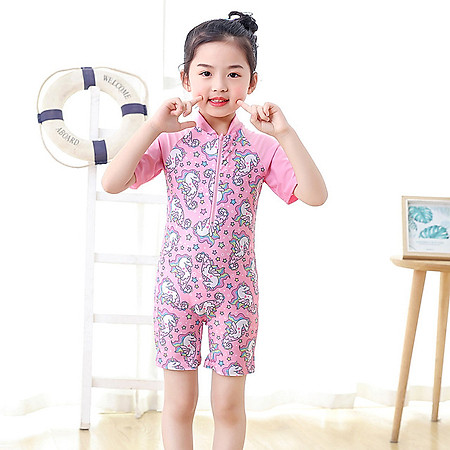 Đồ bơi bé gái đồ bơi bé trai liền thân ngắn tay size từ 15kg đến 33kg