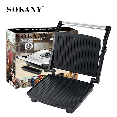 Máy kẹp nướng bánh mì ép bánh sandwich, rán trứng, nướng thịt CHỐNG DÍNH đa năng SOKANY SK-202 - HÀNG CHÍNH HÃNG -DELIYA