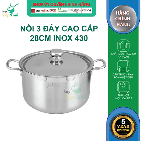 Nồi Luộc Gà Inox 3 Đáy Inox Fivestar  , tặng 1 vá canh