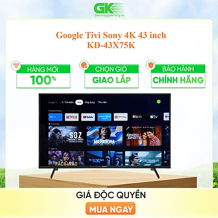 Google Tivi Sony 4K 43 inch KD-43X75K VN3 - Hàng chính hãng