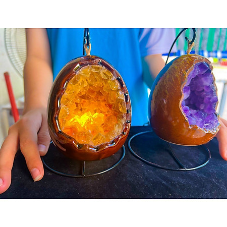 Đèn ngủ - Đèn để bàn - Đèn trang trí phòng ngủ đá thạch anh phong thủy