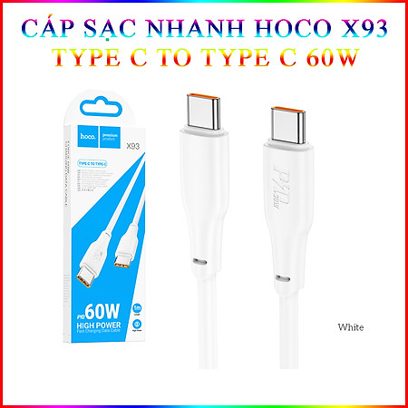 Cáp Sạc Nhanh Dành Cho Hoco X93 Force 60W Type-C Đến Type-C Dây Dài 2M Hàng Chính Hãng