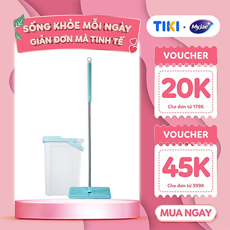 Bộ Lau Nhà MyJae Đài Loan Sợi Fiber Xoay 360 Độ Thông Minh 125cm