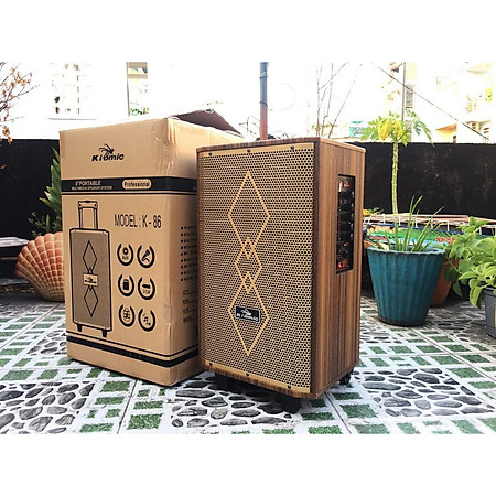 Loa Bluetooth karaoke Vali Kéo Di Động Tặng Kèm 2 Micro Không Dây K86- Hàng chính hãng