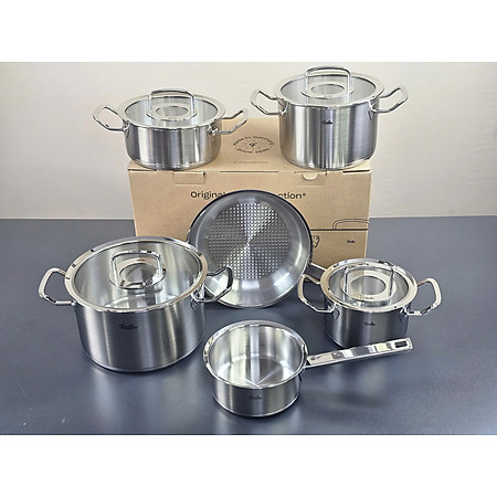 Bộ nồi Fissler profi 4 nồi 1 quánh 1 chảo inox profi nắp kính