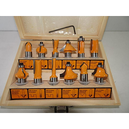 BỘ 12 MŨI PHAY GỖ 12MM INGCO AKRT1221 - HÀNG CHÍNH HÃNG