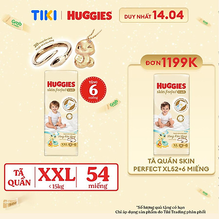 Tã quần Huggies Skin Perfect Super Jumbo XXL48+6 với 2 vùng thấm giảm kích ứng da