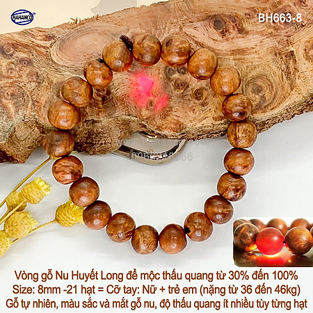 Vòng tay Nu huyết long Thấu quang để mộc hàng VIP - Mùi thơm vĩnh viễn [BH663] Bracelets of HAHANCO