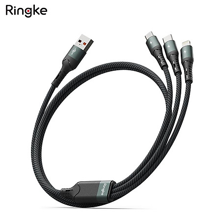 Cáp sạc nhanh đa năng cho điện thoại/tablet RINGKE 3-in-1 Fast Charging Multi Cable 1.2M - Hàng Chính Hãng