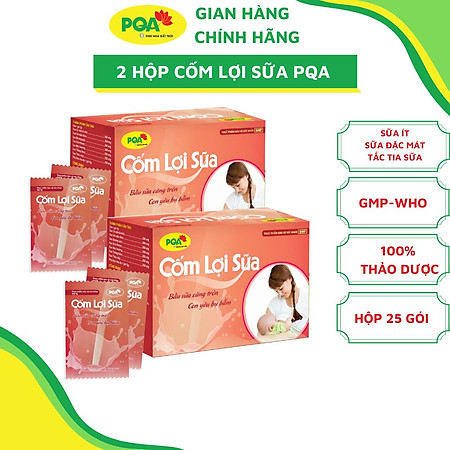 2 Hộp Cốm Lợi Sữa PQA Hỗ Trợ Bổ Khí Huyết, Tăng Chất Lượng Và Giảm Tắc Tia Sữa, Dùng Cho Phụ Nữ Đang Cho Con Bú Hộp 25 G