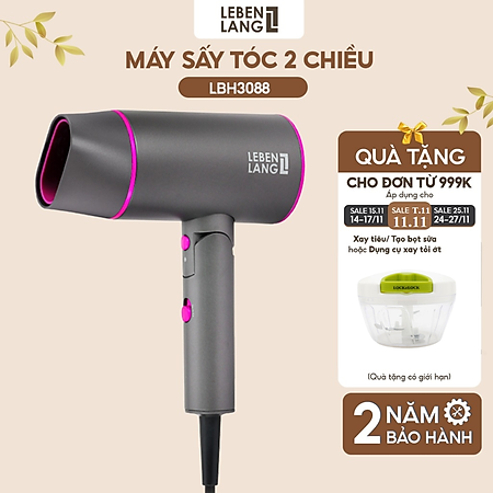 Lebenlang - Máy sấy tóc gấp gọn, 2 chiều nóng lạnh với công suất 2100W, chống xơ rối tóc, model LBH3088P - hàng chính hãng