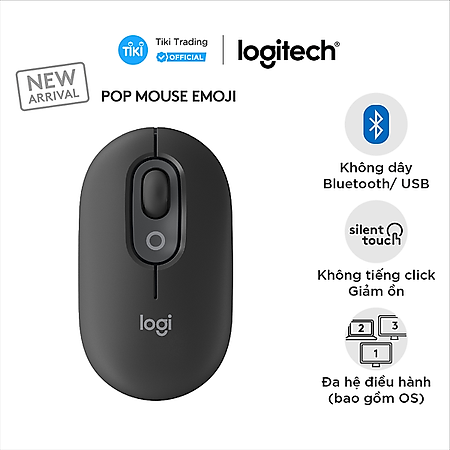 Chuột không dây bluetooth Logitech POP MOUSE - giảm ồn, nút emoji tùy chỉnh - Hàng chính hãng