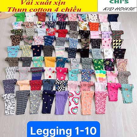 SET 3 QUẦN LEGGING DÀI/QUẦN DÀI HOẠ TIẾT THUN COTTON 4 CHIỀU CHO BÉ GÁI 9-41KG