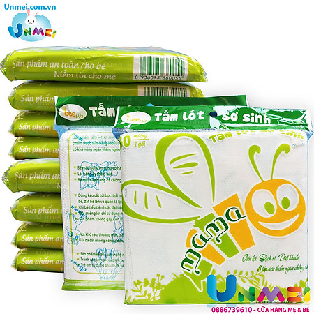 Tấm lót phân xu họa tiết vui nhộn sơ sinh cho bé Mama (30 tờ/túi x 10 )