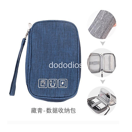 Túi đựng phụ kiện công nghệ đựng pin sạc dự phòng, điện thoại, cáp sạc usb, tai nghe có quai cầm, [Loại cao cấp - Màu Đen] Túi Đựng Phụ Kiện Công Nghệ Có Quai Cầm, Chống Nước - Hàng Chính Hãng dododios