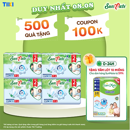 Combo 4 Tã dán người lớn SunMate XA2 mới size M-18+2 miếng