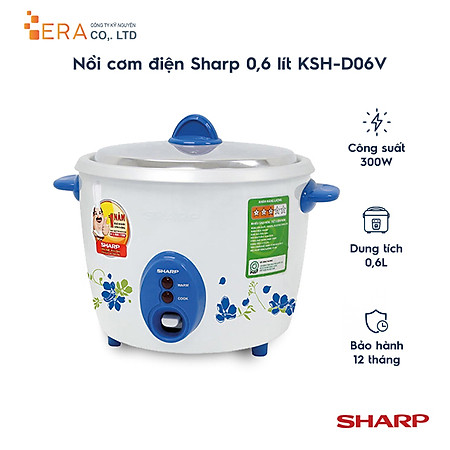 Nồi Cơm Điện Nắp Rời Sharp KSH-D06V (0.6L) - Màu Ngẫu Nhiên - Hàng Chính Hãng