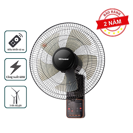 Quạt treo tường điều khiễn từ xa remote Mitomo FTT-60AE hàng chính hãng