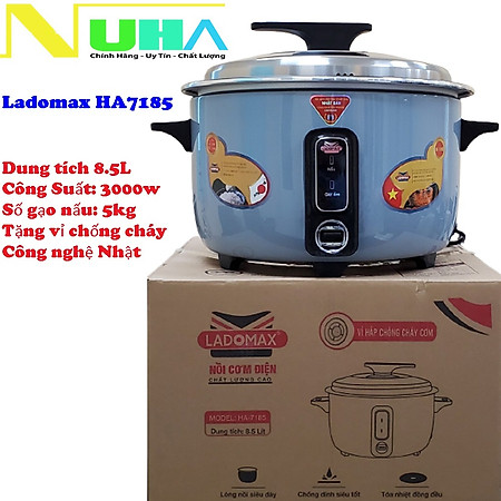 Nồi cơm điện công nghiệp 8.5L Ladomax có vỉ inox chống nấu cơm cháy, dùng cho quán cơm, nhà xưởng, căn tin-Hàng chính hãng