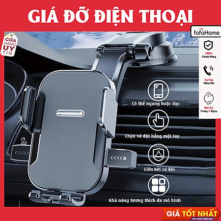 Giá Kẹp Đỡ Điện Thoại Trên Ôtô Xoay 360 Độ Không Khuất Tầm Nhìn Không Rung Lắc Hút Chân Không Chắc Chắn Khoá Tự Động Hàng Nhập Khẩu