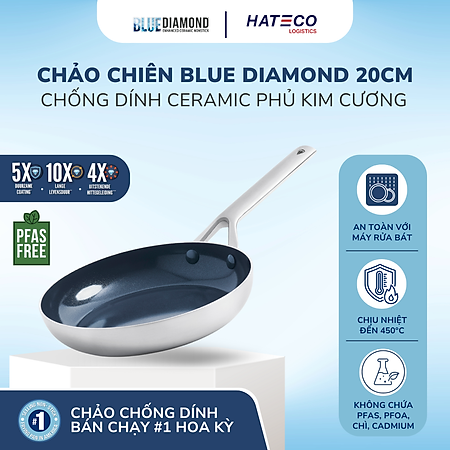 Chảo chống dính thép không gỉ phủ tinh thể kim cương cao cấp Blue Diamond 28cm