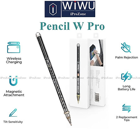 Bút cảm ứng chống tì tay WIWU Pencil W Cho IPad Pro 11 , 12.9 inch M1 , Air 4 , 5 , M1 , M2 - Hàng chính hãng