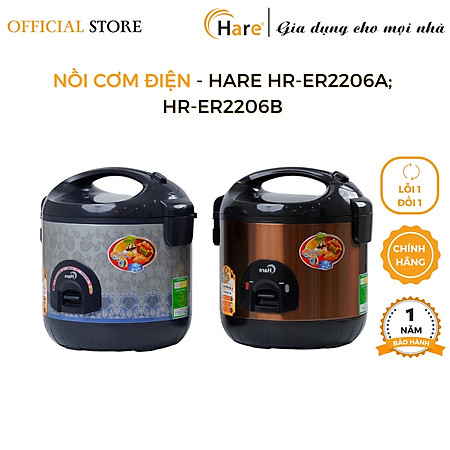 Nồi cơm điện HR-ER2206 (2.2L) -hàng chính hãng thương hiệu Hare - bảo hành 12 tháng