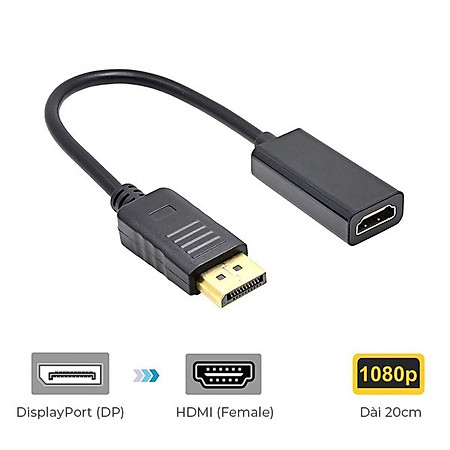 Dây Cáp Chuyển Đổi DisplayPort Sang HDMI màu đen Displayport To HDMI Hàng Nhập Khẩu XOA 3.7S